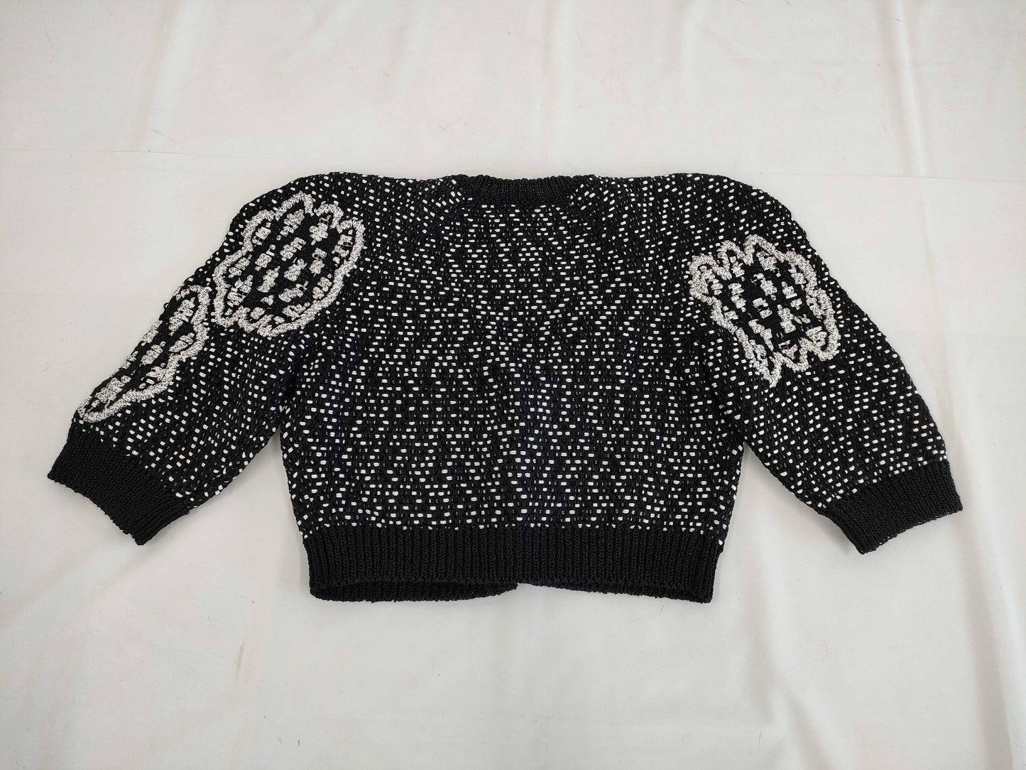 (10462_0118) CHANEL Braided Logo Short Cardigan M Equivalent Cardigan