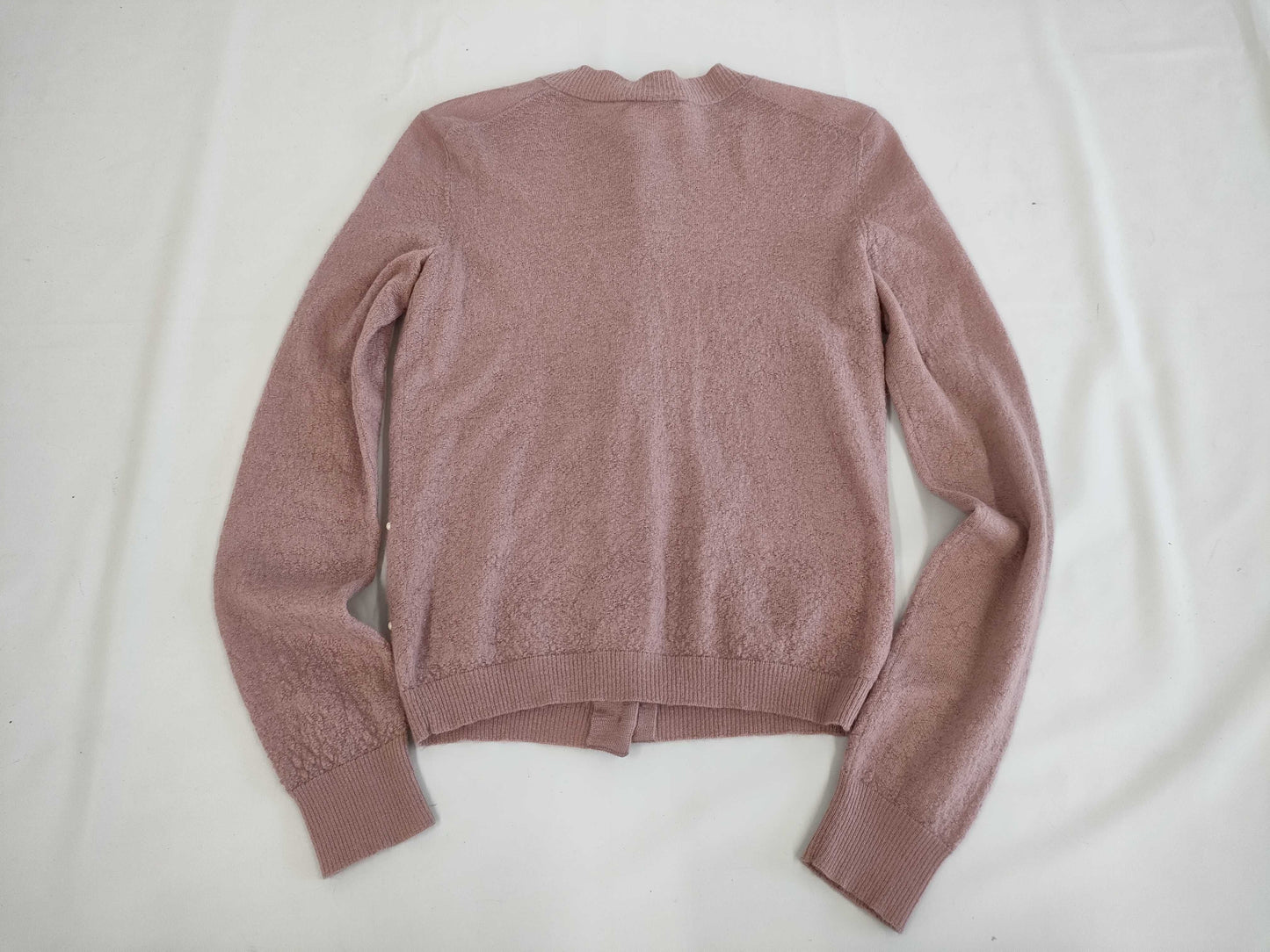 (10462_0117) CHANEL CHANEL Pink Pearl Button Mohair Cashmere Cardigan Size 36 Cardigan