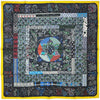 (10462_0046) HERMES Hermes Scarf HERMES Sordo Carlet Twill Silk 100% 90CMS PIQUE FLEURI DE PROVENCE Floral Botanical Black Yellow Scarf
