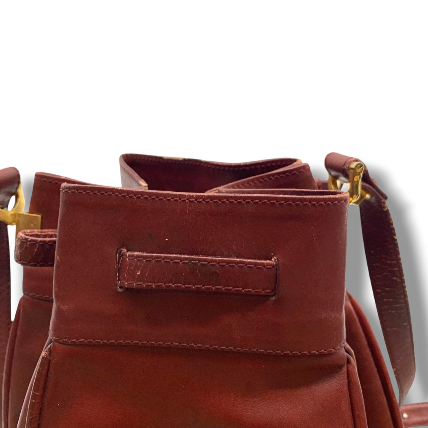 (10460_0127) Cartier Drawstring Shoulder Bag Burgundy Shoulder Bag