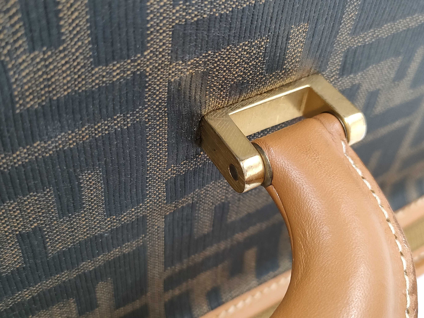 (10460_0260) FENDI FENDI Travel Truck/Leather x Canvas/Brown/G Fittings/Zucca Suitcase