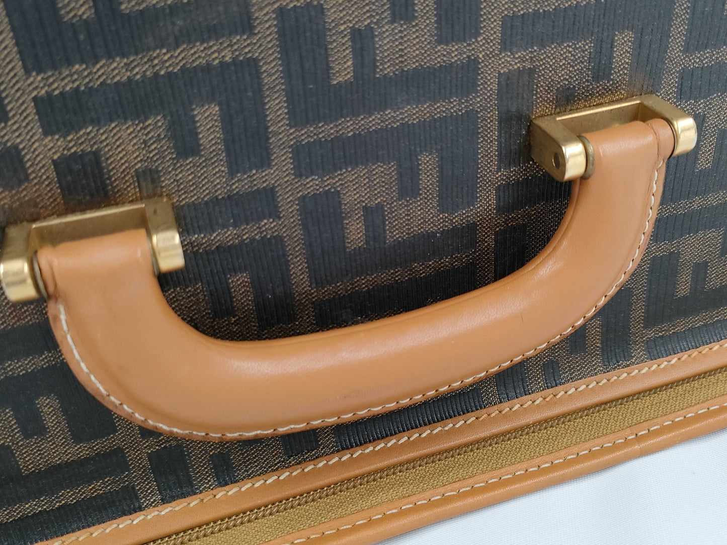 (10460_0260) FENDI FENDI Travel Truck/Leather x Canvas/Brown/G Fittings/Zucca Suitcase