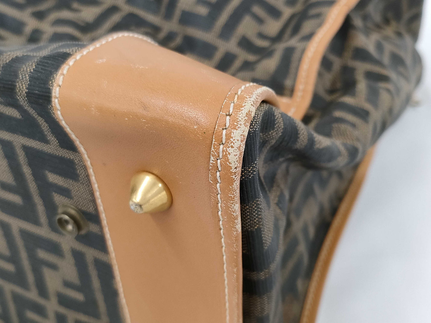 (10460_0260) FENDI FENDI Travel Truck/Leather x Canvas/Brown/G Fittings/Zucca Suitcase