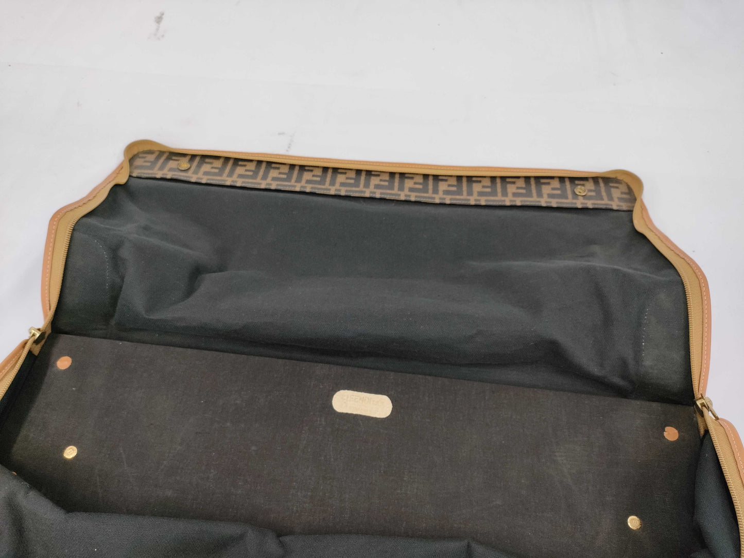 (10460_0260) FENDI FENDI Travel Truck/Leather x Canvas/Brown/G Fittings/Zucca Suitcase