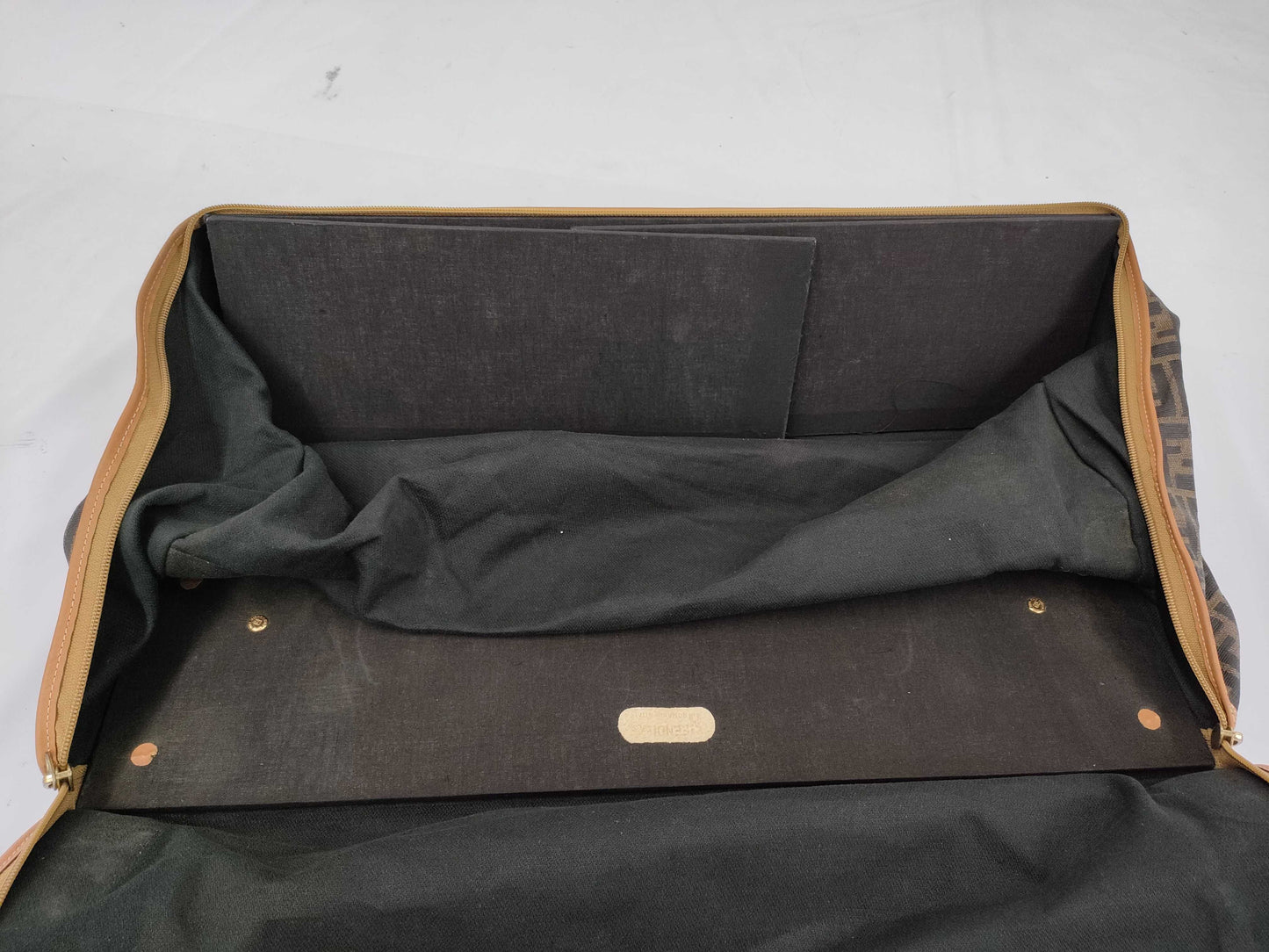 (10460_0260) FENDI FENDI Travel Truck/Leather x Canvas/Brown/G Fittings/Zucca Suitcase