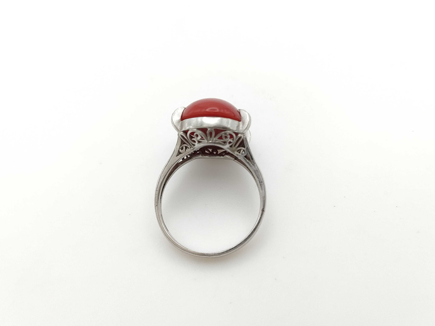 Coral Ring, Diameter: Approx. 12.6mm x 17.6mm, PM900, 6.8g