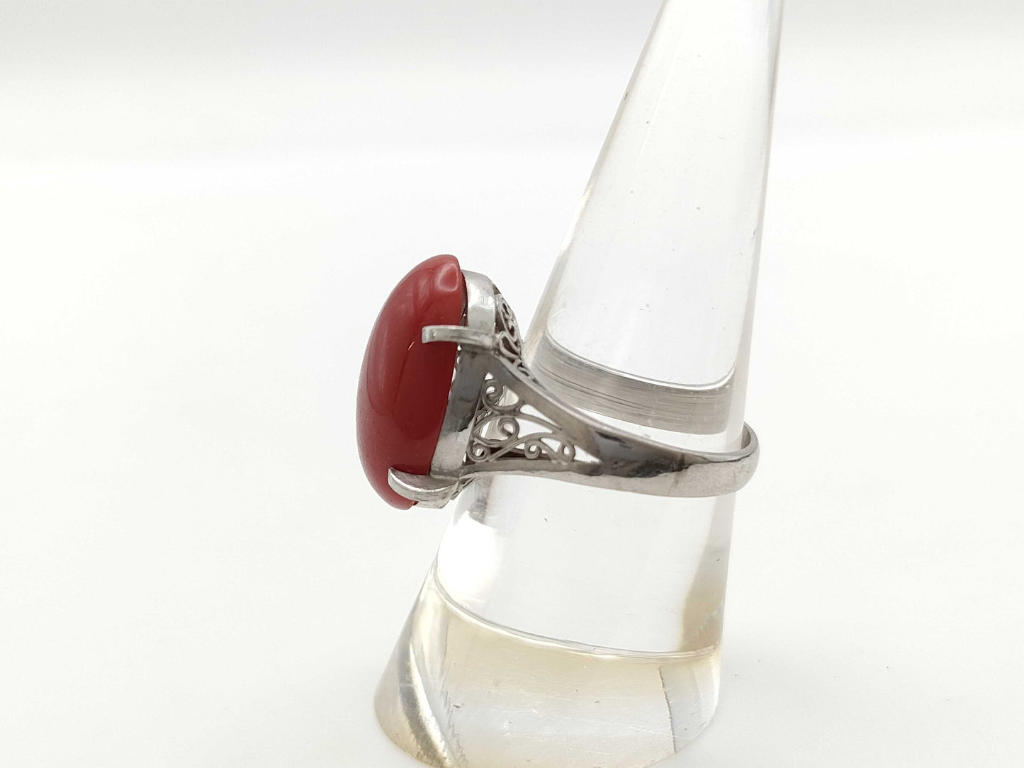 Coral Ring, Diameter: Approx. 12.6mm x 17.6mm, PM900, 6.8g