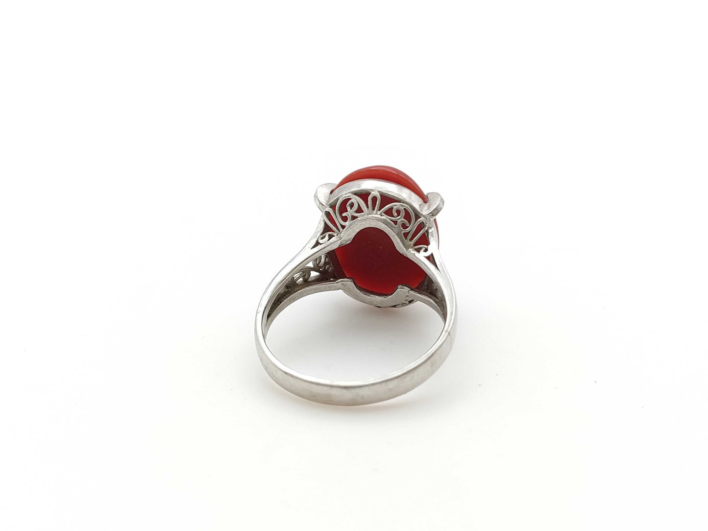Coral Ring, Diameter: Approx. 12.6mm x 17.6mm, PM900, 6.8g