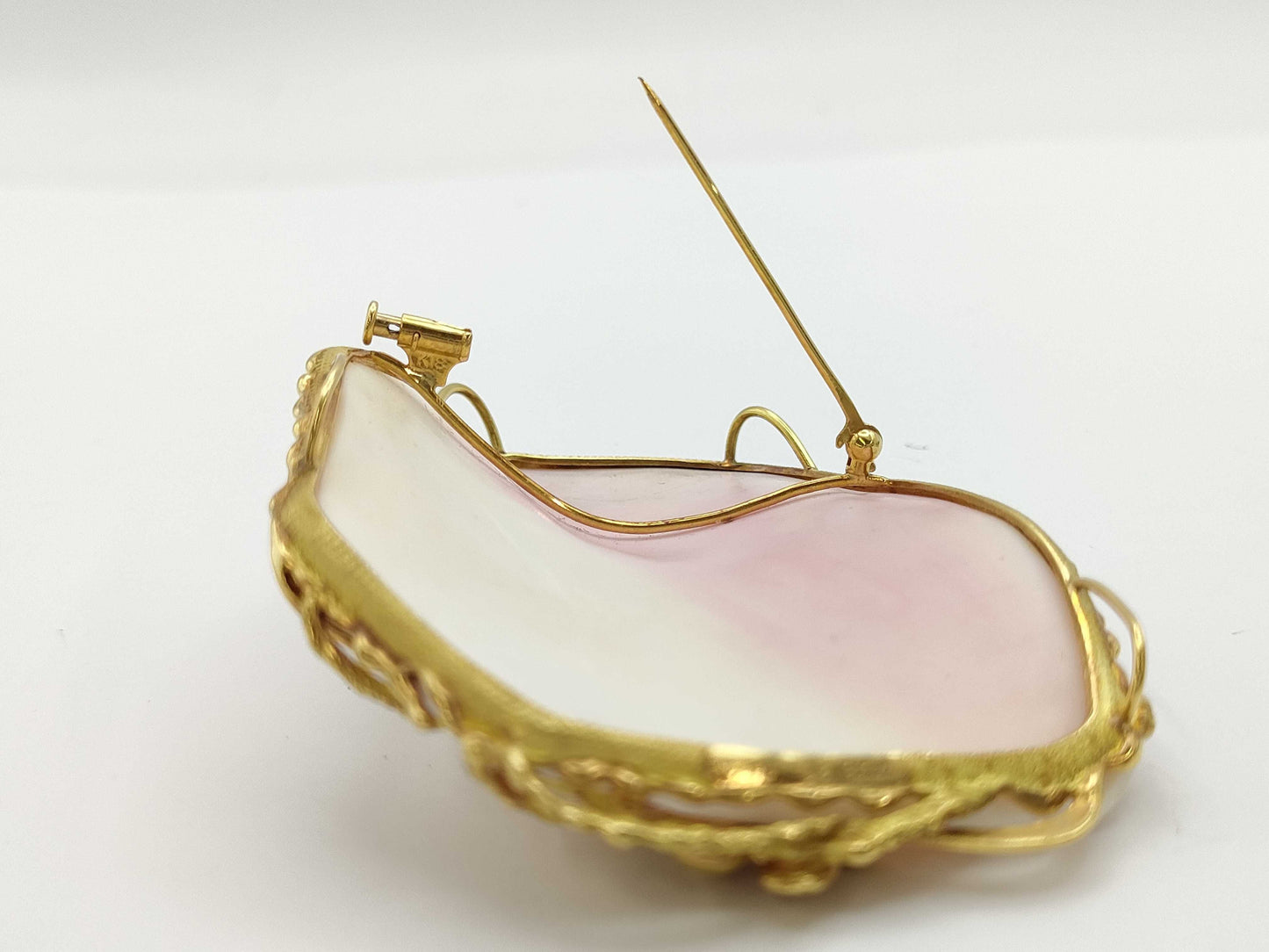 Cameo D0.04ct K18/PT900 40.6g Brooch