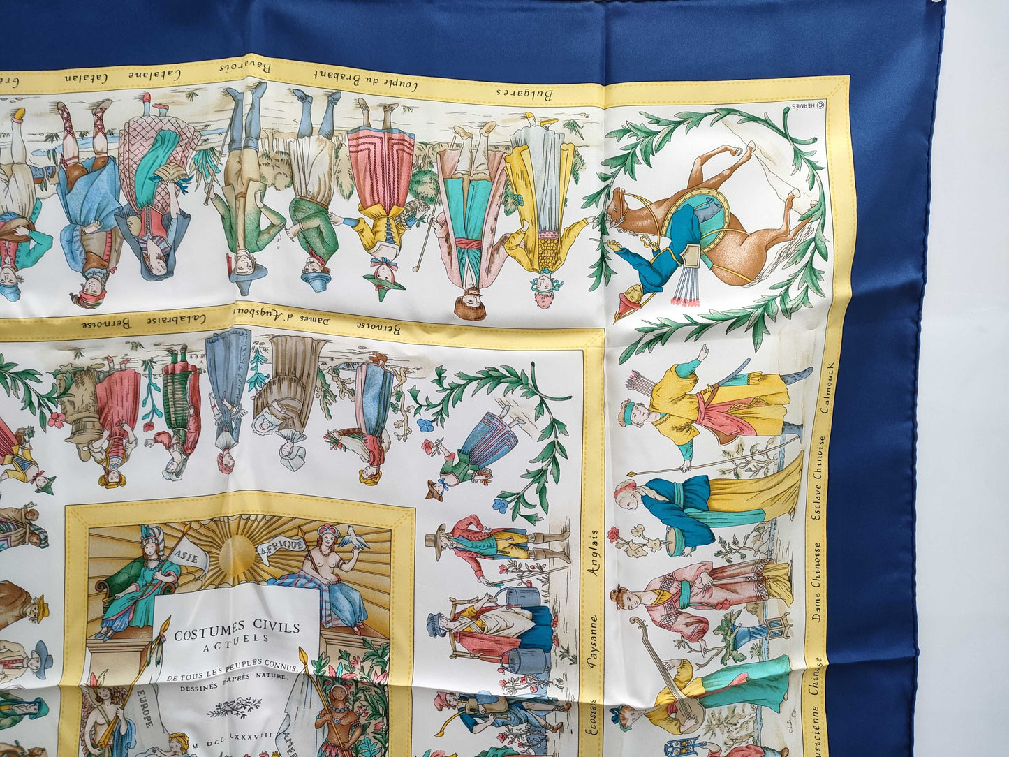 (10462_0097) HERMES Carre 90 COSTUMES CIVILS ACTUELS Modern Civic Clothing Scarf Silk Multi Scarf