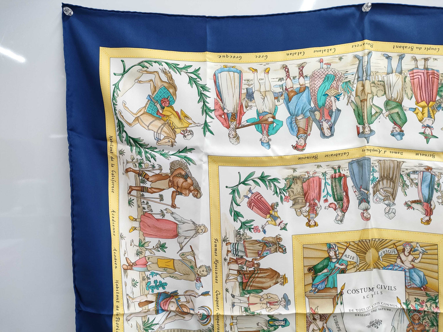 (10462_0097) HERMES Carre 90 COSTUMES CIVILS ACTUELS Modern Civic Clothing Scarf Silk Multi Scarf