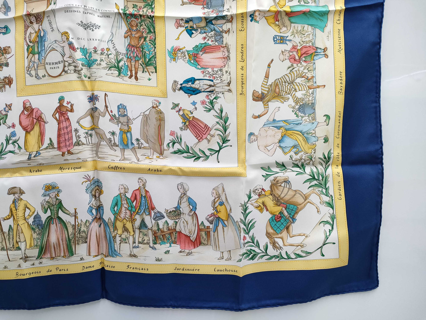 (10462_0097) HERMES Carre 90 COSTUMES CIVILS ACTUELS Modern Civic Clothing Scarf Silk Multi Scarf