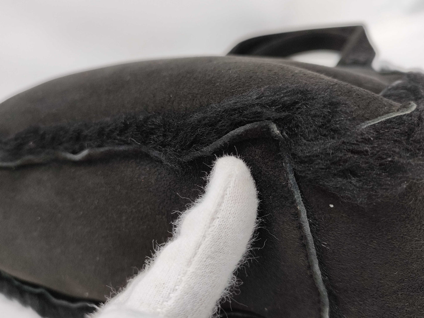 CHANEL Mouton Fur Handbag Black