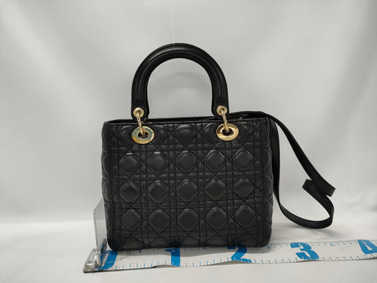 Dior Cannage Leather 2-Way Black Bag