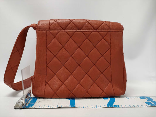 CHANEL Caviar Skin Shoulder Bag Orange