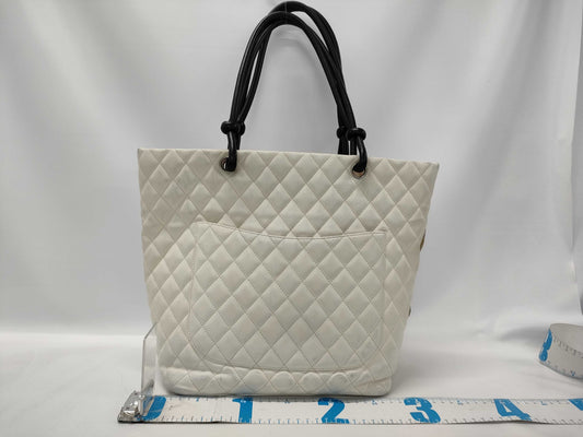 CHANEL Cambon Python Tote Bag in White