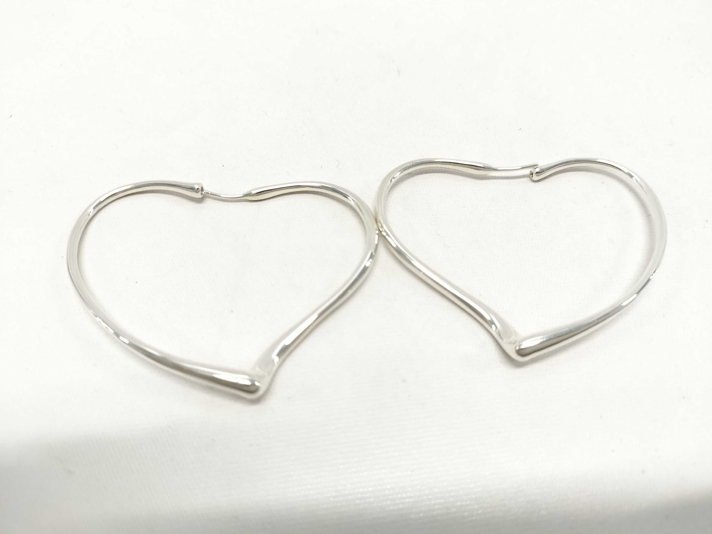(10461_0182) Tiffany&Co. Elsa Peretti Open Heart Hoop Earrings Size M Ag925 9.7g Earrings