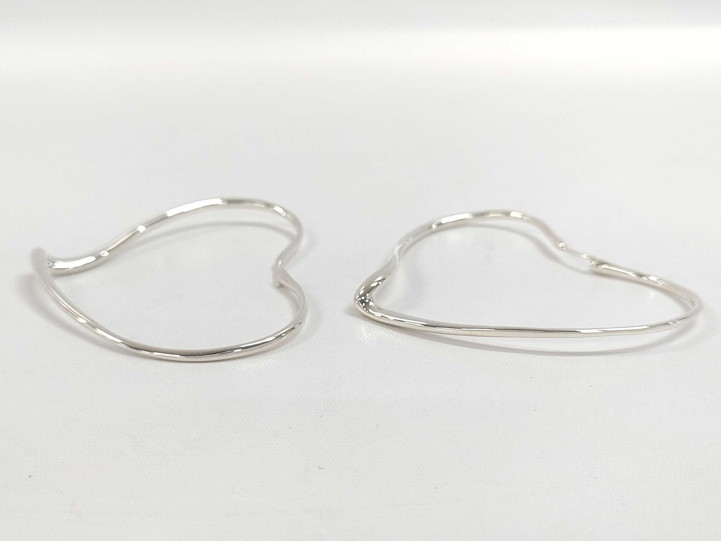 (10461_0183) Tiffany&Co. Elsa Peretti Open Heart Hoop Earrings Size L Ag925 11.2g Earrings