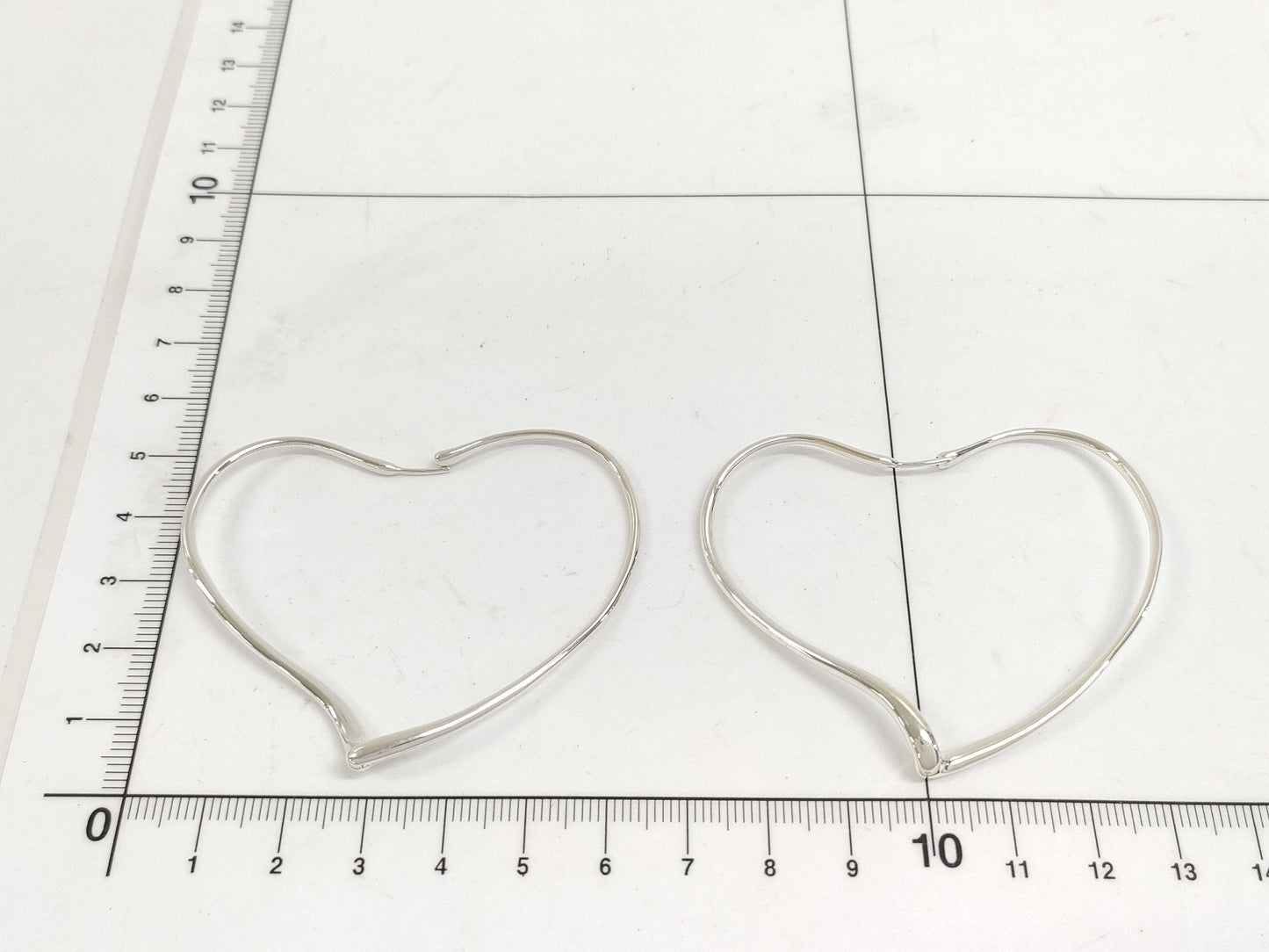 (10461_0183) Tiffany&Co. Elsa Peretti Open Heart Hoop Earrings Size L Ag925 11.2g Earrings