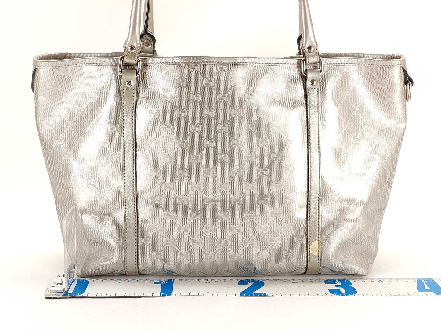GUCCI GG Imprime GUCCI Tote Bag Silver GG Imprime PVC Tote Bag