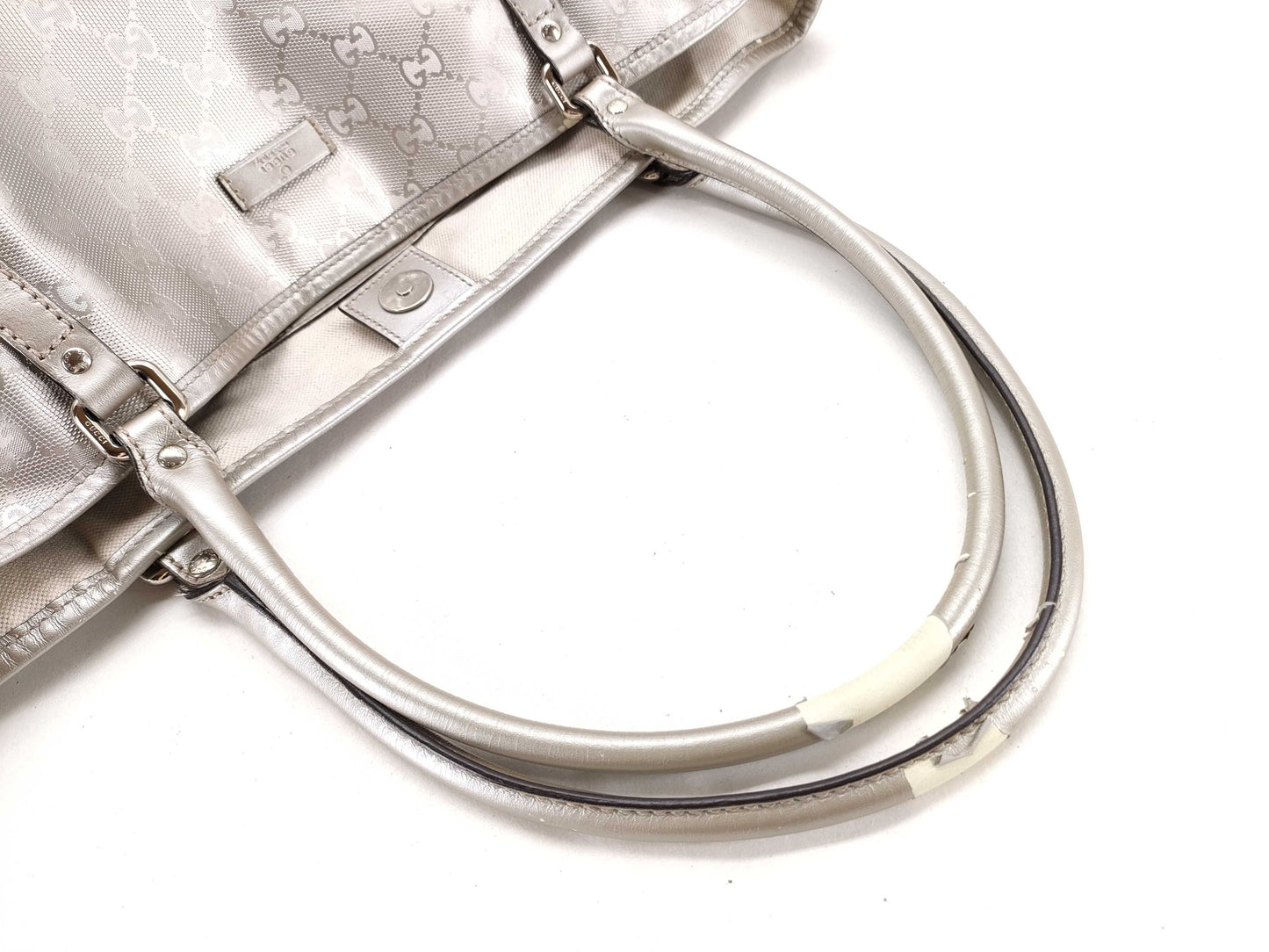 GUCCI GG Imprime GUCCI Tote Bag Silver GG Imprime PVC Tote Bag