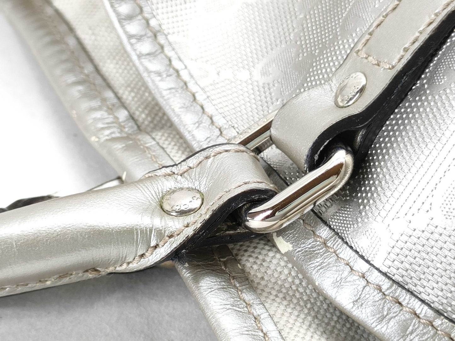 GUCCI GG Imprime GUCCI Tote Bag Silver GG Imprime PVC Tote Bag