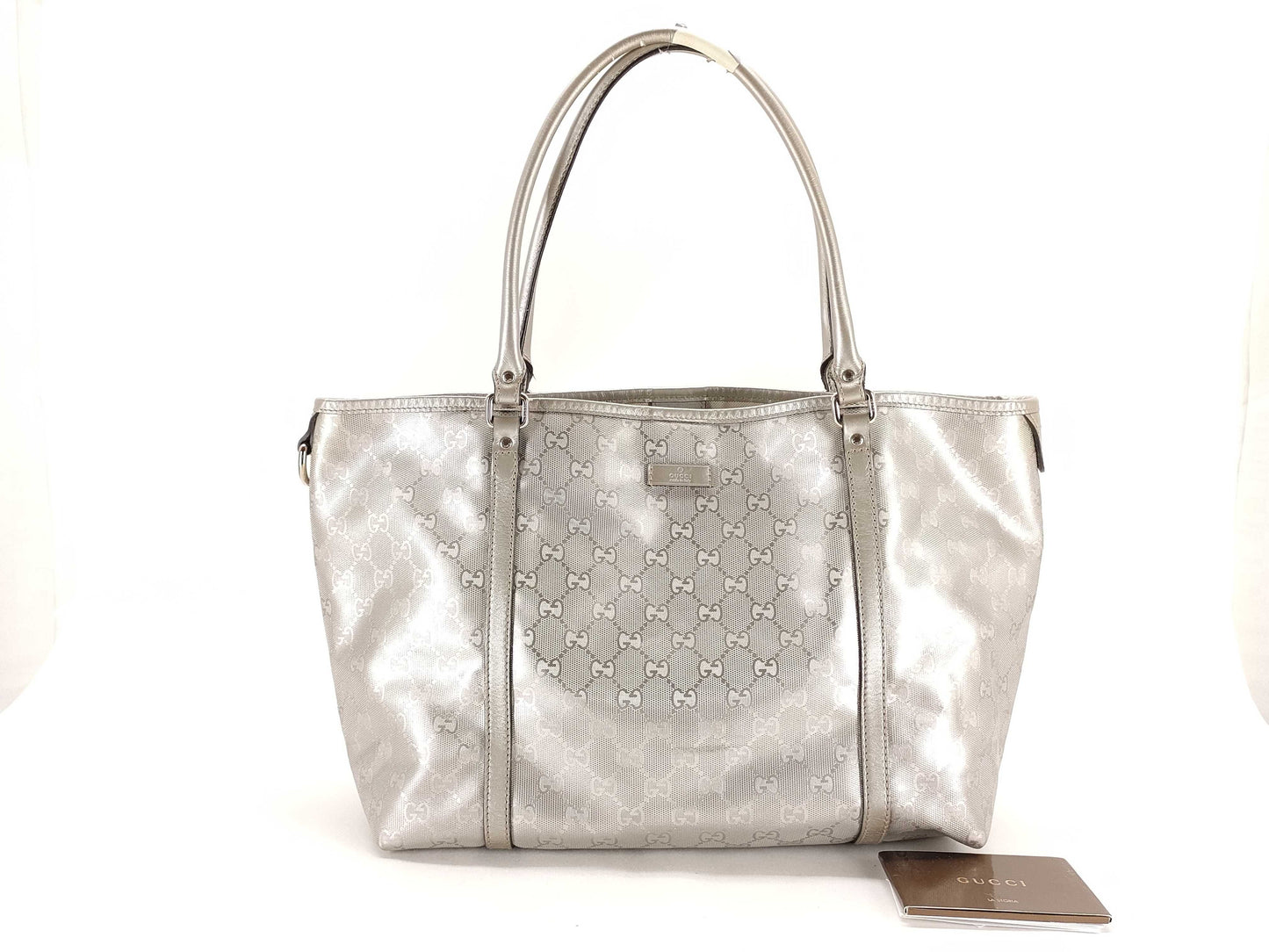 GUCCI GG Imprime GUCCI Tote Bag Silver GG Imprime PVC Tote Bag
