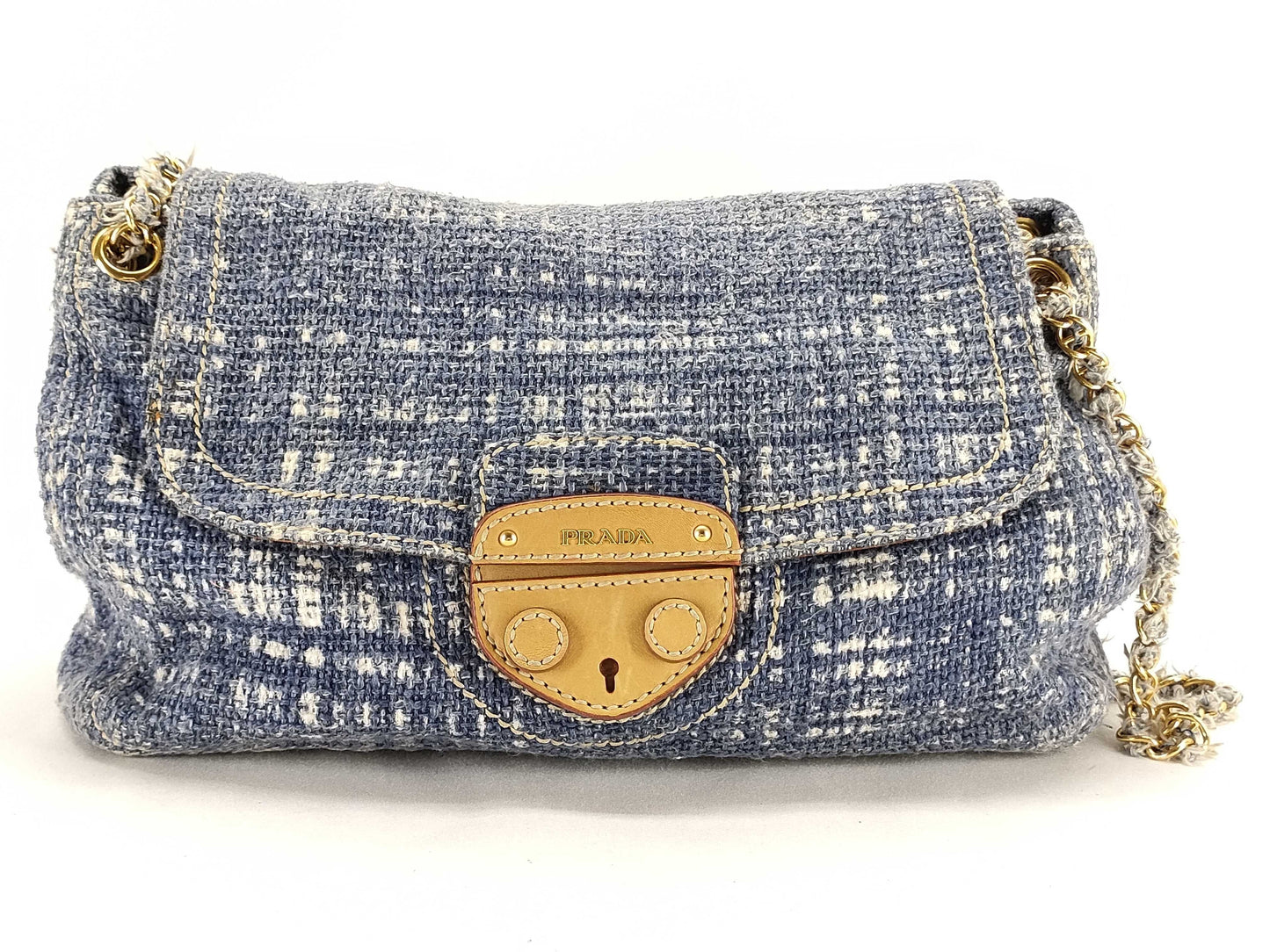 PRADA PRADA Prada Tweed Double Chain Shoulder Bag Shoulder Bag