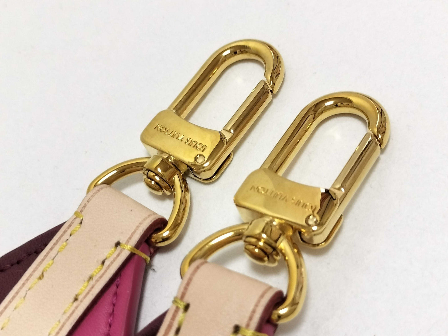 LOUIS VUITTON Signature Strap, Brown/Pink, Signature Canvas with Gold Hardware