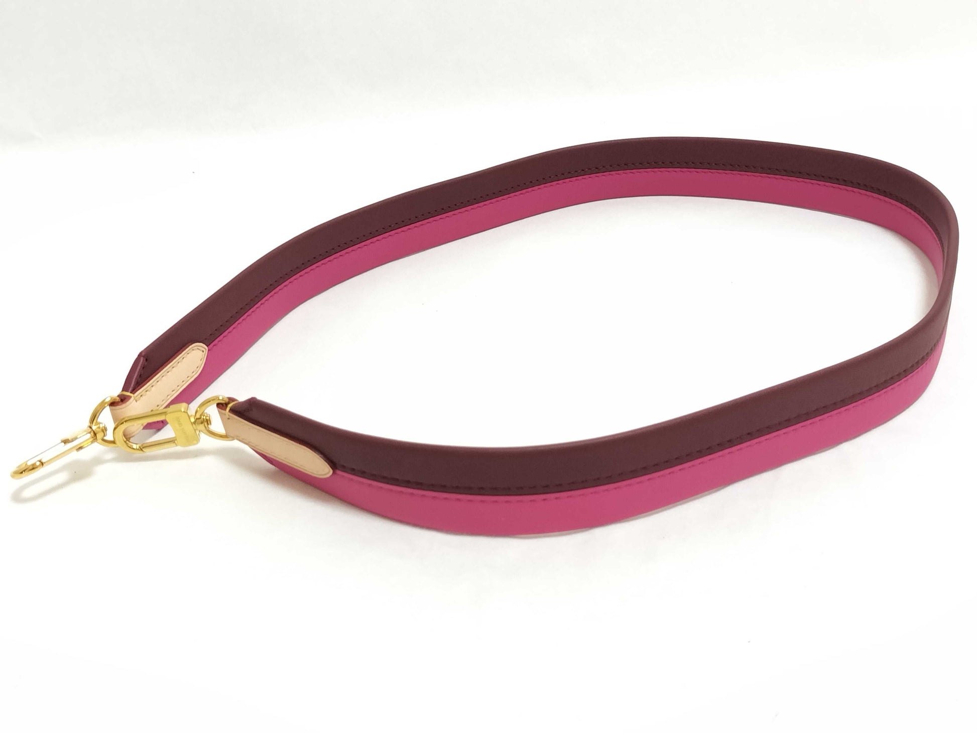 LOUIS VUITTON Signature Strap, Brown/Pink, Signature Canvas with Gold Hardware