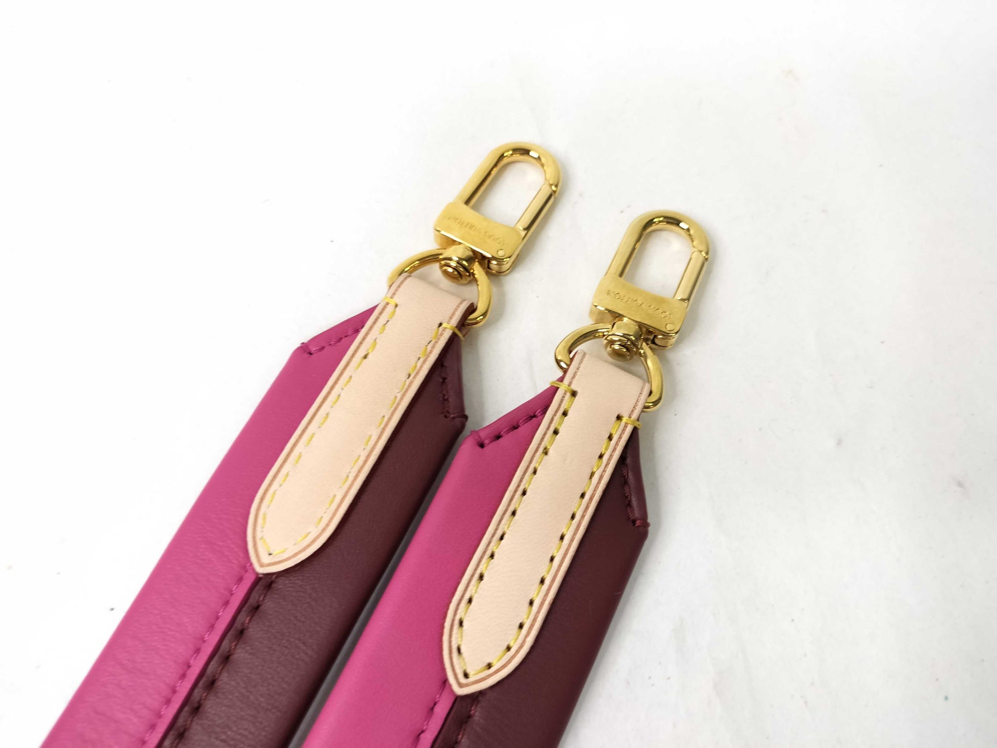 LOUIS VUITTON Signature Strap, Brown/Pink, Signature Canvas with Gold Hardware