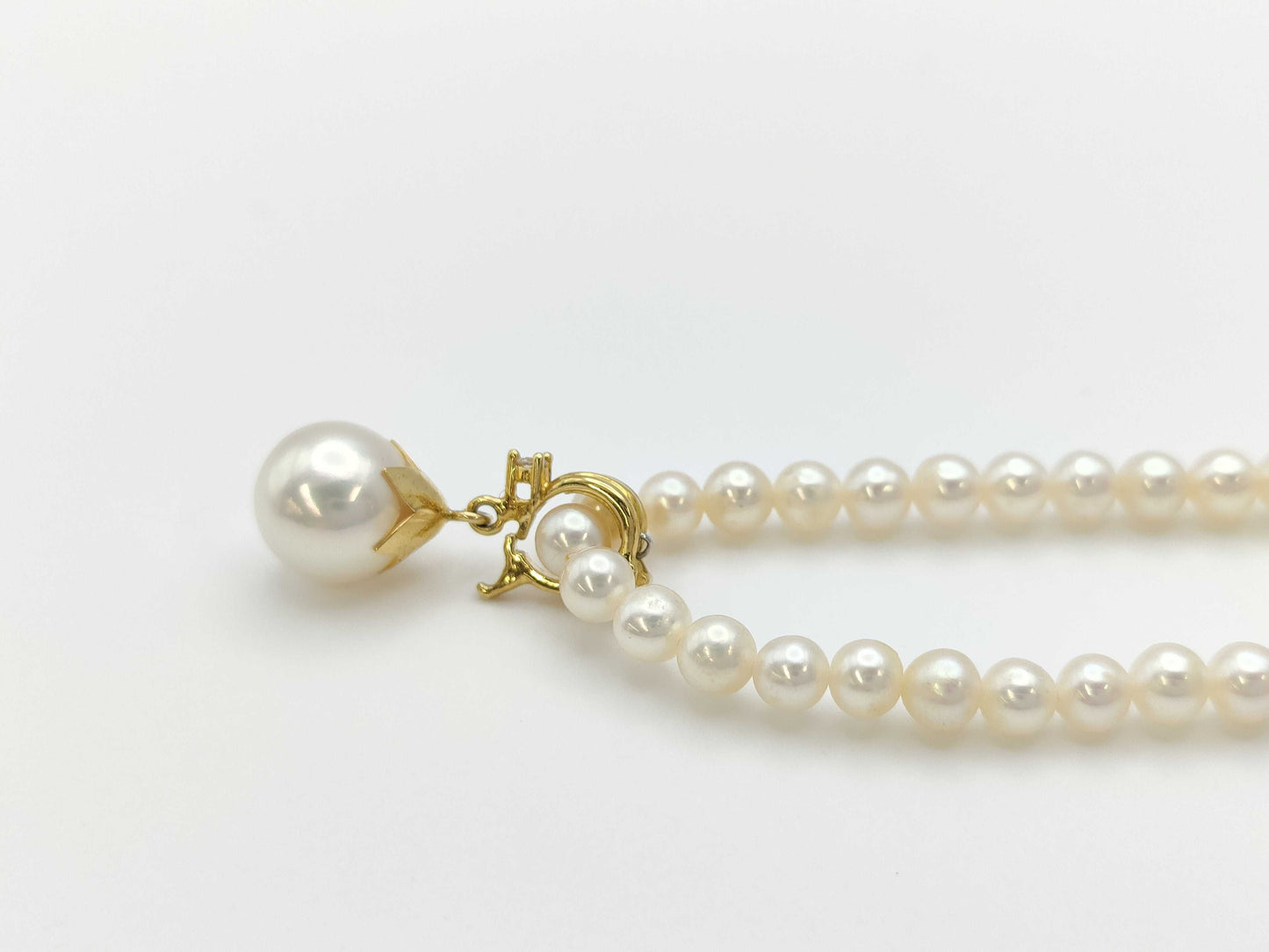 Pearl diameter: approximately 3.5-8.0mm, D0.01ct, 18K gold, 9.3g, necklace