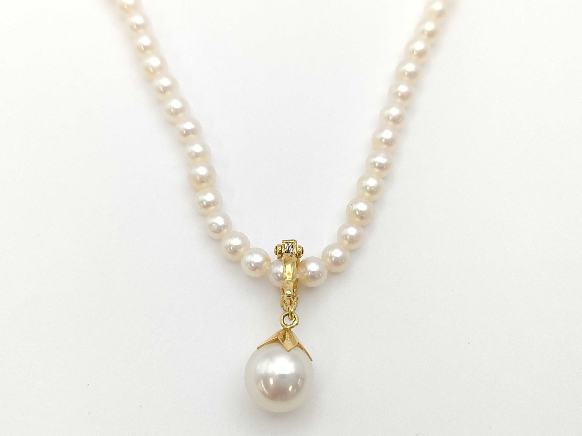 Pearl diameter: approximately 3.5-8.0mm, D0.01ct, 18K gold, 9.3g, necklace