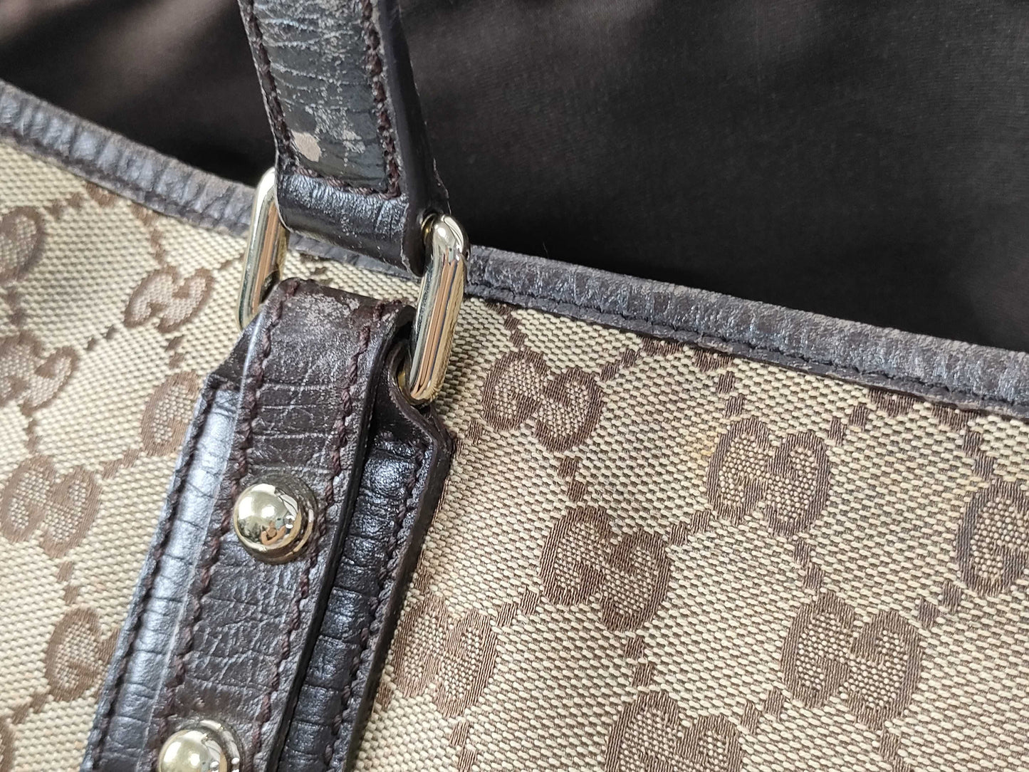 GUCCI Sherry Line GG Canvas Tote Bag 139260 203419 Beige
