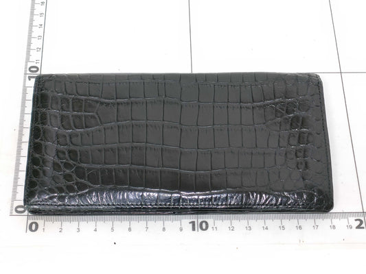 Crocodile Leather Long Wallet Black Wallet