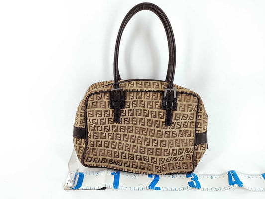 FENDI Zucchino Leather Tote Bag with Zucca Pattern