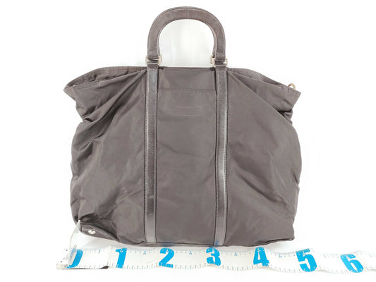 PRADA Nylon Tote Bag with Triangle Plate and Shoulder Strap, Saffiano Black