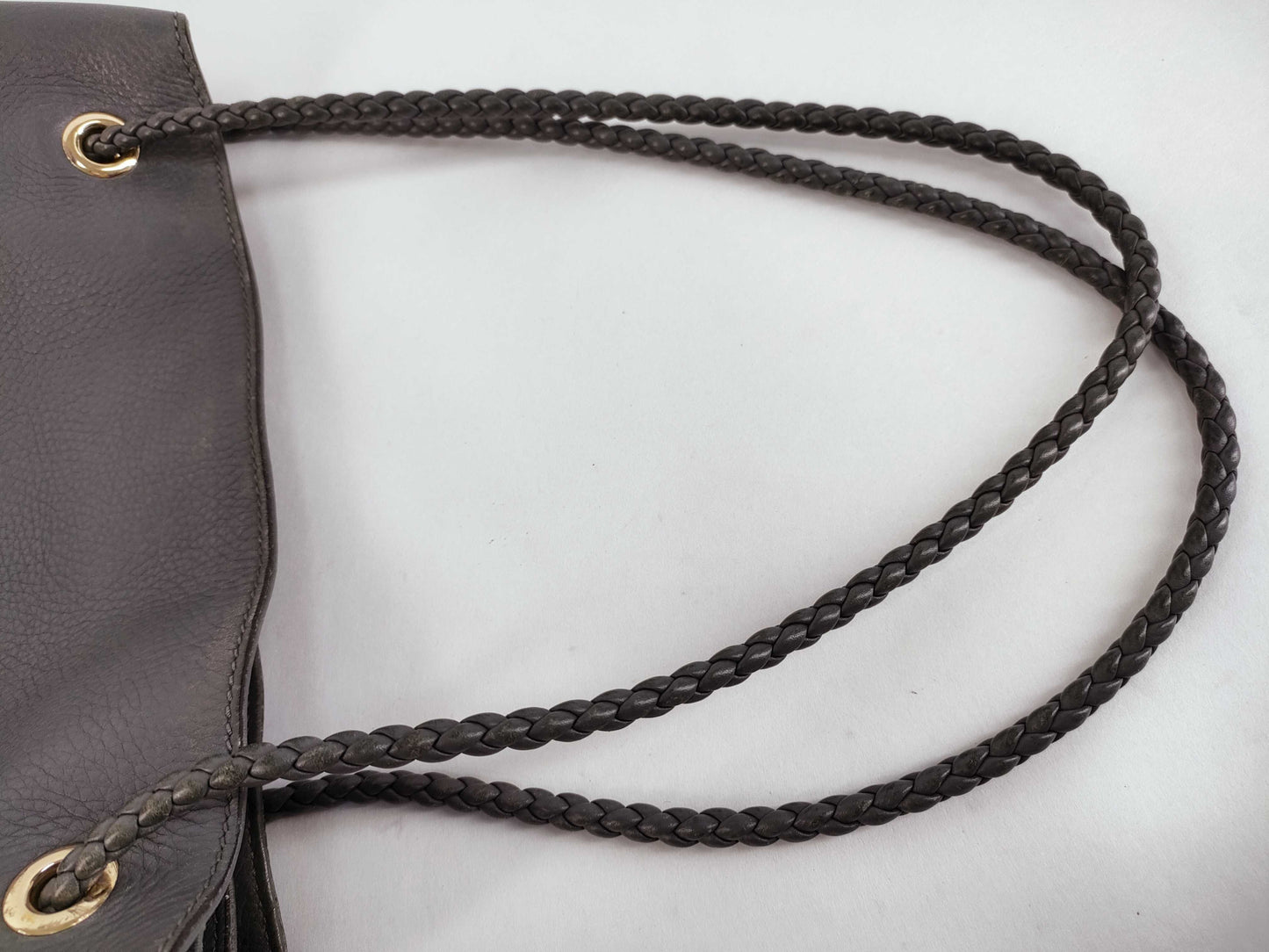 GUCCI Tiger Leather Shoulder Bag, Gray