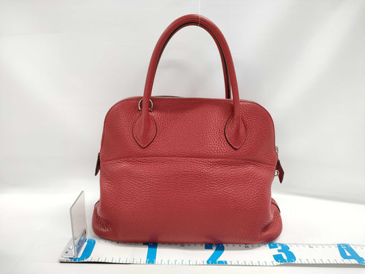 HERMES Bolide 31 Taurillon Red Handbag with Q Stamp