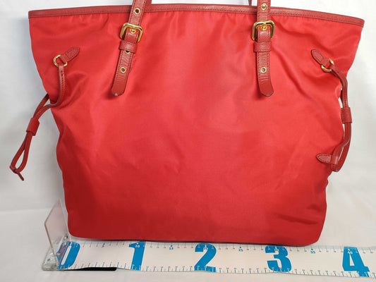 PRADA PH-Prada Tessutu Saffian Red Tote Bag Nylon Tote Bag