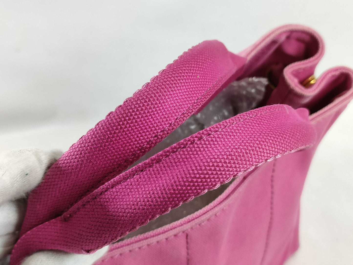 PRADA Canapa Canvas 2-Way Handbag, Pink
