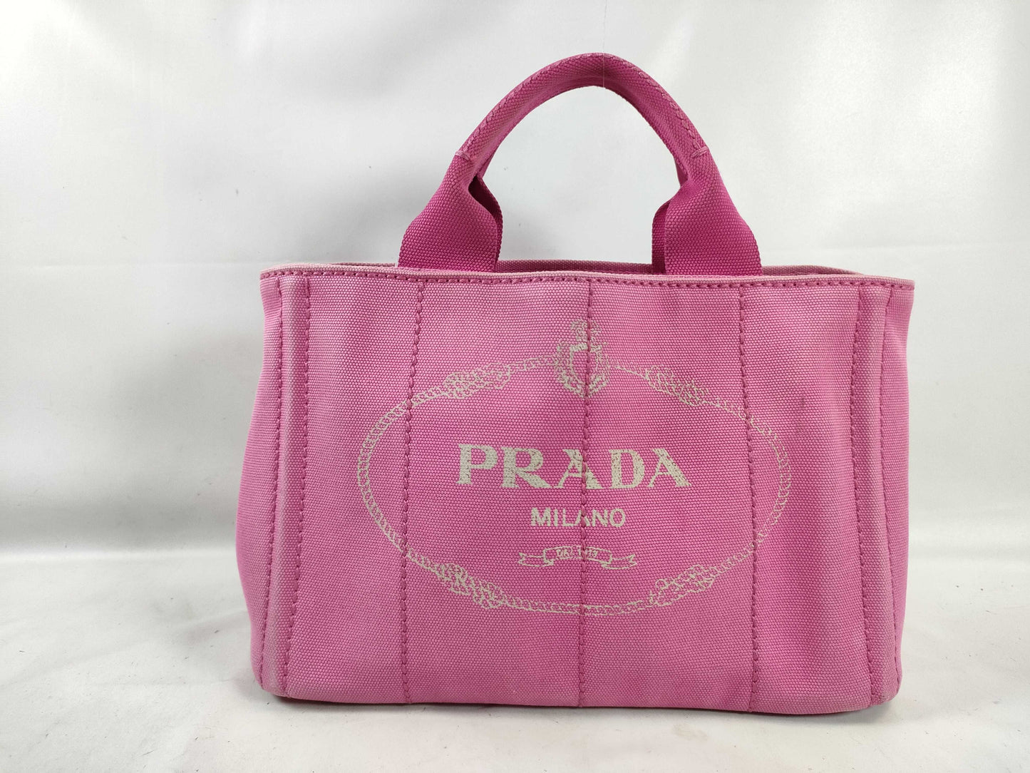 PRADA Canapa Canvas 2-Way Handbag, Pink