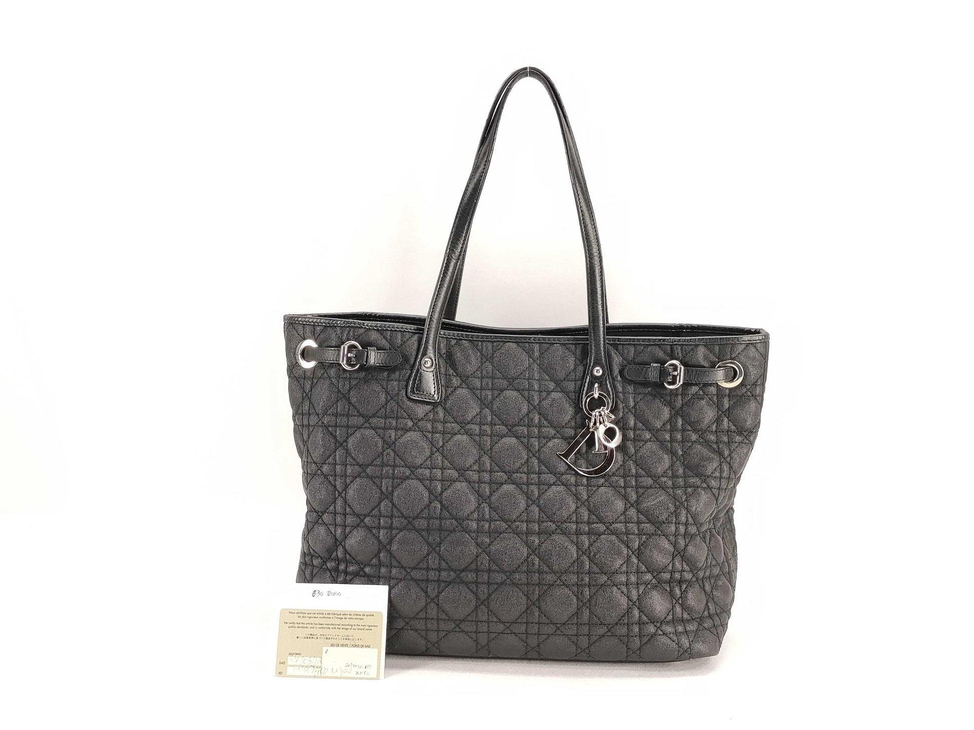 Dior Lady Dior ID - Dior Lady Dior Cannage Panarea Coated Canvas Tote Bag Black 01-RU-0122 34 Tote Bag
