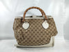 GUCCI Bamboo ID - Gucci GG Canvas Bamboo Canvas and Leather Tote Bag Beige and White 282317 Tote Bag