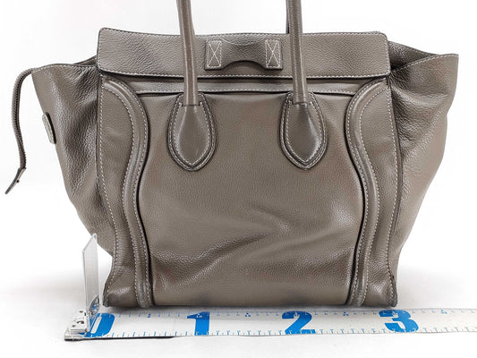 CELINE Luggage Mini Shopper Leather Handbag Greige Tote Bag