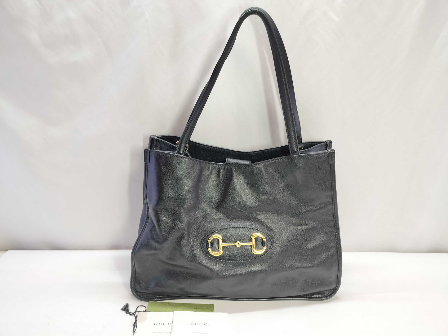 GUCCI PH - Gucci Black Leather Horsebit 1955 Large Tote Bag