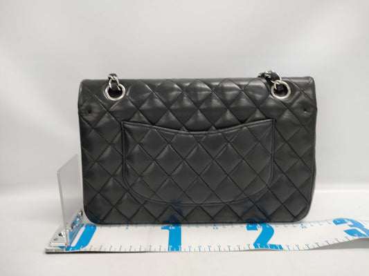 CHANEL Matelasse 25 Lambskin Double Flap Double Chain Bag in Black with Silver Hardware, 15529241, 15th Series, A01112 Shoulder Bag