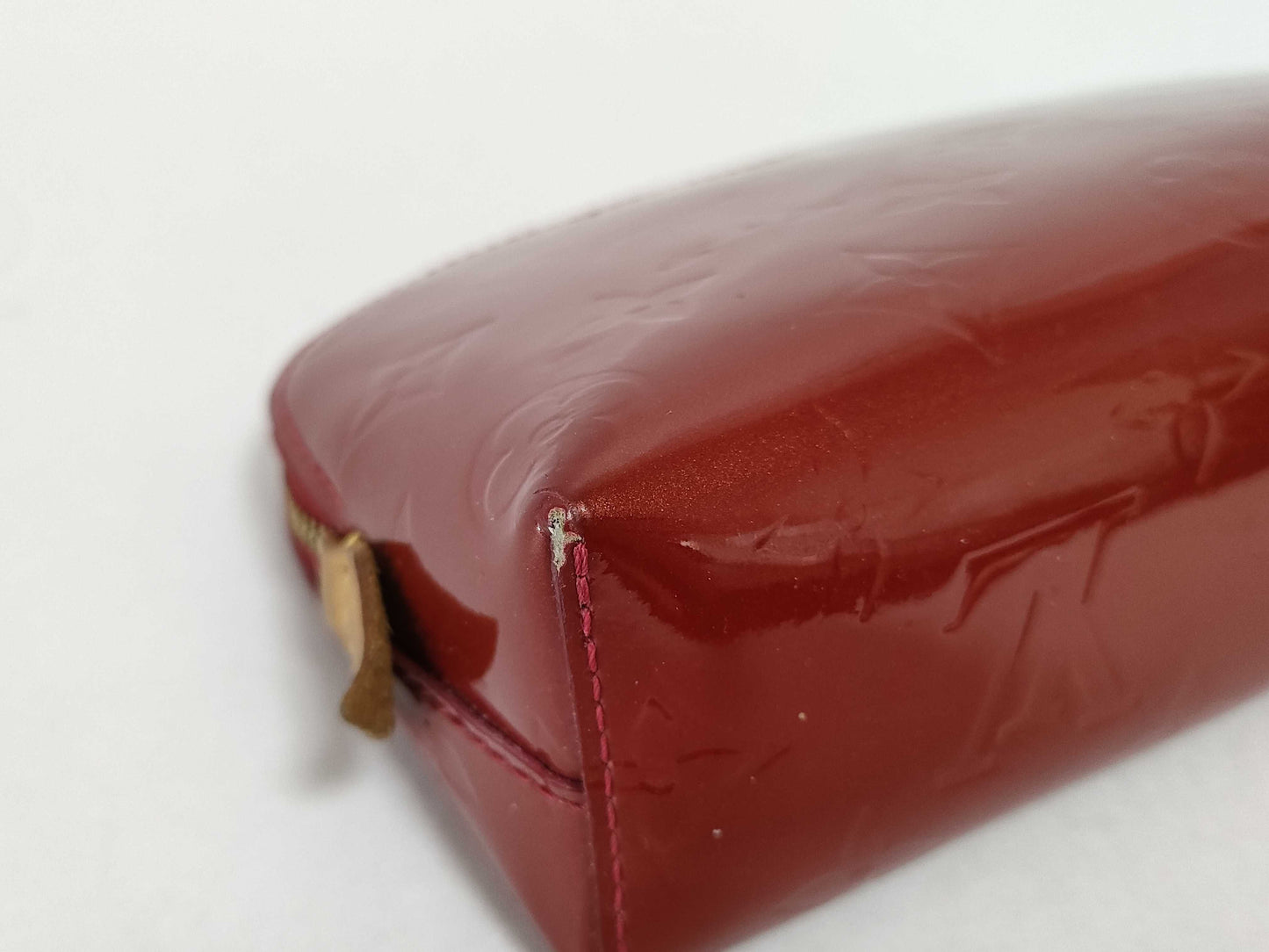 LOUIS VUITTON Vernis Cosmetic Pouch, Red, M91496 CA1172, Louis Vuitton Pouch