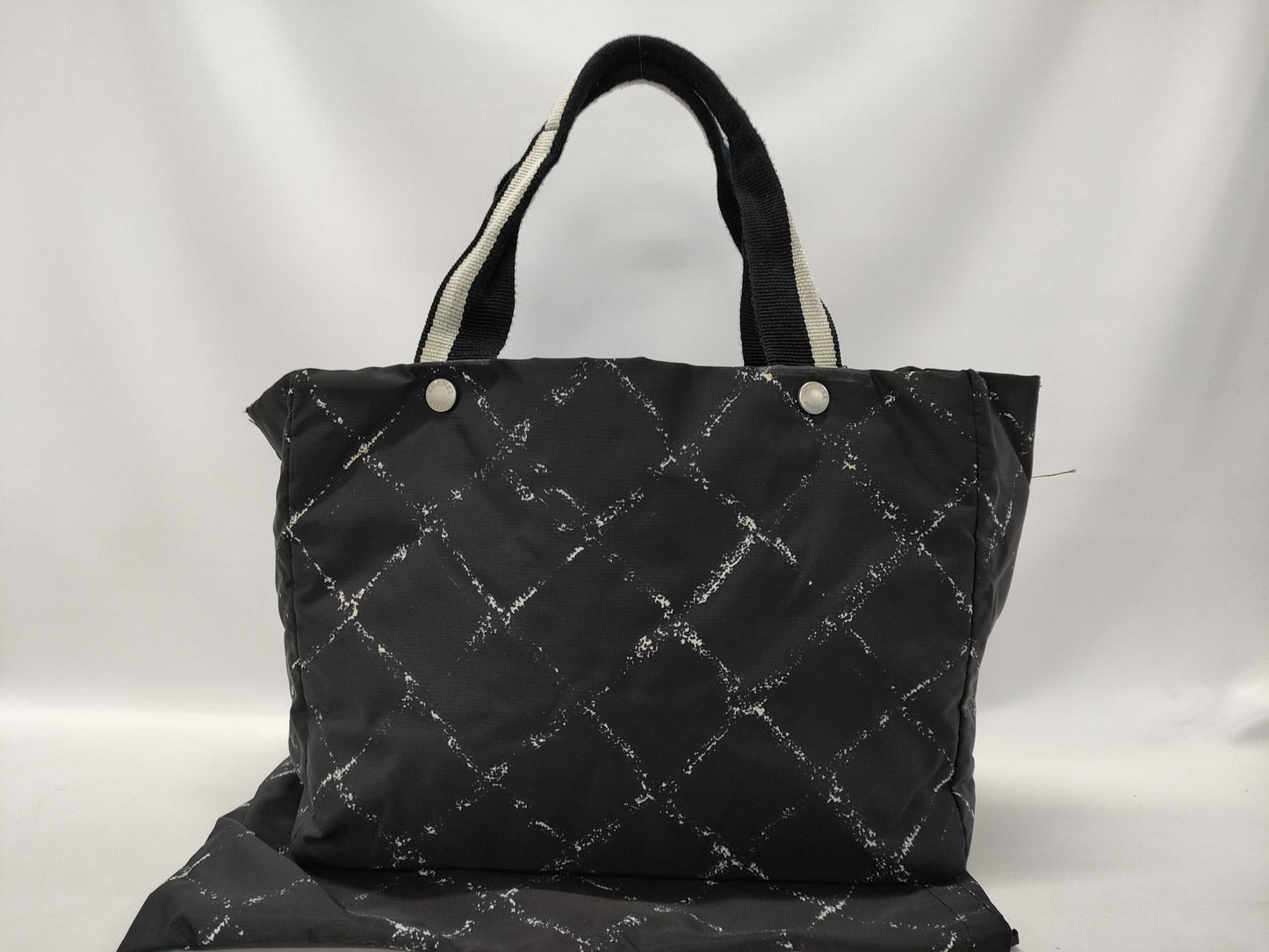 CHANEL Black Nylon Hand Tote Bag