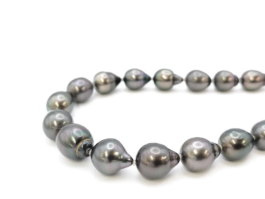 Semi-round pearl necklace, diameter approximately 8.1-11.7mm, sterling silver, 58.0g .